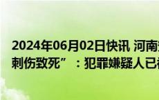 2024年06月02日快讯 河南安阳警方通报“男子持刀将女子刺伤致死”：犯罪嫌疑人已被刑拘