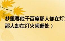 梦里寻他千百度那人却在灯火阑珊处图片（梦里寻他千百度那人却在灯火阑珊处）