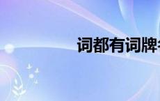 词都有词牌名吗（词都）