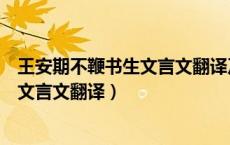 王安期不鞭书生文言文翻译及注释几年级（王安期不鞭书生文言文翻译）
