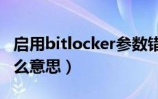 启用bitlocker参数错误（启用bitlocker是什么意思）