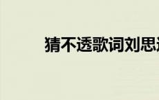 猜不透歌词刘思达（猜不透歌词）
