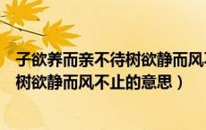 子欲养而亲不待树欲静而风不止的意思是（子欲养而亲不待树欲静而风不止的意思）