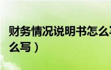财务情况说明书怎么写好（财务情况说明书怎么写）