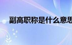 副高职称是什么意思（职称是什么意思）