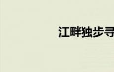 江畔独步寻花古诗意思