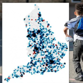 这张地图显示了英格兰评价最差的小学所在位置