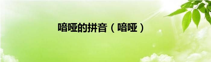 喑哑念什么（喑哑的读音怎么读）