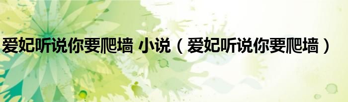 爱妃听说你要爬墙 小说（爱妃听说你要爬墙）
